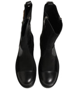 Dolce & Gabbana Black Patchwork Leather Mid Calf Boots Shoes