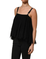 Dolce & Gabbana Black Sleeveless Floral Lace Tank Blouse Top