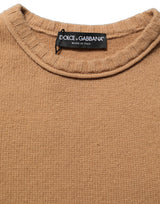 Dolce & Gabbana Brown Wool Short Sleeves Cropped Blouse Top