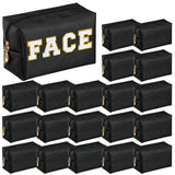 Cunno 20 Pcs Preppy Makeup Bag PU Leather Cosmetic Bag Makeup Pouch Cosmetic Pouch with Zipper Waterproof Make Up Toiletry Bag Beauty Organizer for Women Travel Gift(Black)