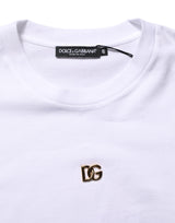 Dolce & Gabbana White Metal DG Logo Cotton Short Sleeves T-shirt