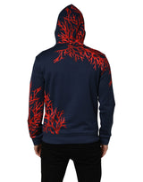 Dolce & Gabbana Blue Cotton Coral Logo Hooded Sweatshirt Sweater