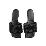 Bottega Veneta Black Lamb Leather Flat Sandals
