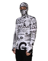 Dolce & Gabbana White Jersey Graffiti Print Balaclava Hood Sweater