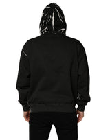 Dolce & Gabbana Black Cotton Logo Hooded Full Zip Sweater