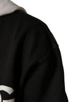 Dolce & Gabbana Black Cotton Logo Hooded Full Zip Sweater