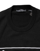Dolce & Gabbana Black Graphic Logo Crew Neck Wool Pullover Sweater