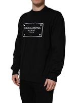 Dolce & Gabbana Black Graphic Logo Crew Neck Wool Pullover Sweater