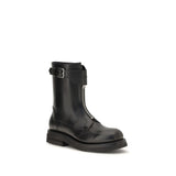 Alexander McQueen Black Calf Leather Bos Taurus Lace-Up Boots