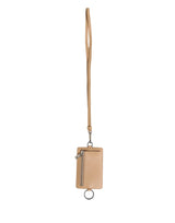 Dolce & Gabbana Beige Leather Logo Embossed Lanyard Card Holder Wallet