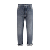 Brunello Cucinelli Gray Cotton Straight-Leg Jeans