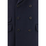 Brunello Cucinelli Blue Wool Oves Aries Coat