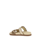 Fendi Brown Raffia Flat Sandals
