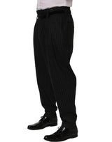 Dolce & Gabbana Black Pinstripe Wool Men Dress Trouser Pants