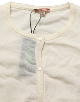 Ermanno Scervino White Knit Cropped Wool Cardigan Sweater