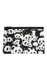 Dolce & Gabbana Black White Panda Print Nylon Clutch Men Pouch Borse Bag