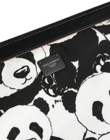 Dolce & Gabbana Black White Panda Print Nylon Clutch Men Pouch Borse Bag