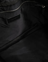 Dolce & Gabbana Black White Striped Polyester Drawstring Backpack Men Bag