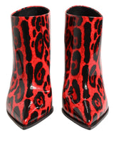 Dolce & Gabbana Red Leopard Cardinale Ankle Boots Shoes