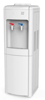 HYUNDAI WATER DISPENSER, 5L, TOP LOADING, B, 420W HEATING, 100W COOLING, 2 SPOUTS, DOUBLE SAFETY FOR LOW WATER, WHITE -STAINLESS STEEL