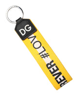 Dolce & Gabbana Yellow Logo Polyester Silver Brass Holder Keychain Keyring
