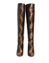 Dolce & Gabbana Brown Exotic Leather Knee High Boots Shoes