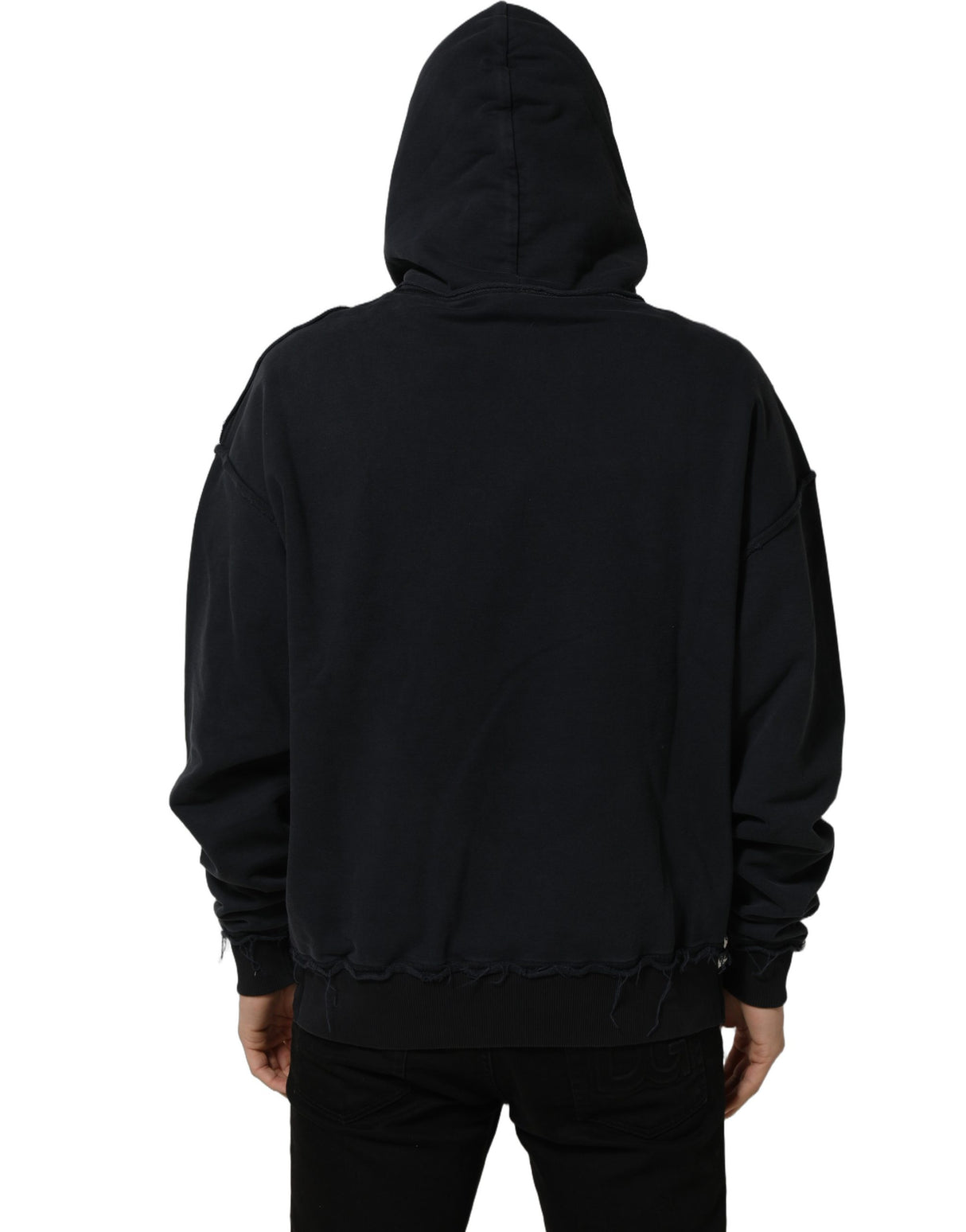 Dolce & Gabbana Black Anchor Print Hooded Sweatshirt Sweater