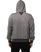 Dolce & Gabbana Gray Graphic Hooded Sweatshirt Men Sweater