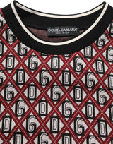 Dolce & Gabbana Red Logo Cotton Jacquard Sweatshirt Sweater