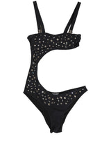 Dolce & Gabbana Black Embellished Cutout Bandeau One Piece Swimwear