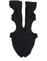 Dolce & Gabbana Black Logo Embellished Cutout One Piece Swimwear