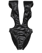 Dolce & Gabbana Black Deep V-Neck Cutout One Piece Swimwear