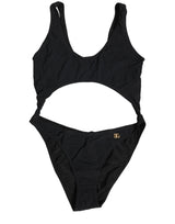 Dolce & Gabbana Black Cutout Logo One Piece Swimsuit Swimwear