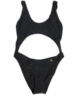 Dolce & Gabbana Black Cutout Logo One Piece Swimsuit Swimwear