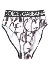 Dolce & Gabbana White Black Graphic Logo High Brief Underwear
