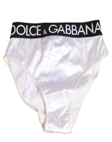 Dolce & Gabbana White Satin High-Waist Brief Logo Women Underwear