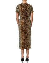 Dolce & Gabbana Brown Leopard Print Silk Sheath Midi Dress