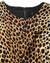 Dolce & Gabbana Brown Leopard Print Silk Sheath Midi Dress