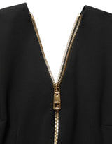 Dolce & Gabbana Black Long Sleeves Front Zipper Midi Dress