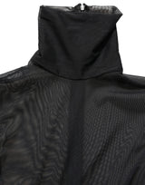 Dolce & Gabbana Black Sheer Mesh Jumpsuit Turtleneck Dress