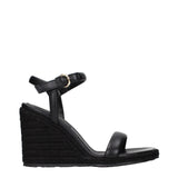 Gianvito Rossi Black Leather Wedge Sandals
