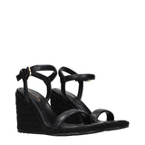 Gianvito Rossi Black Leather Wedge Sandals