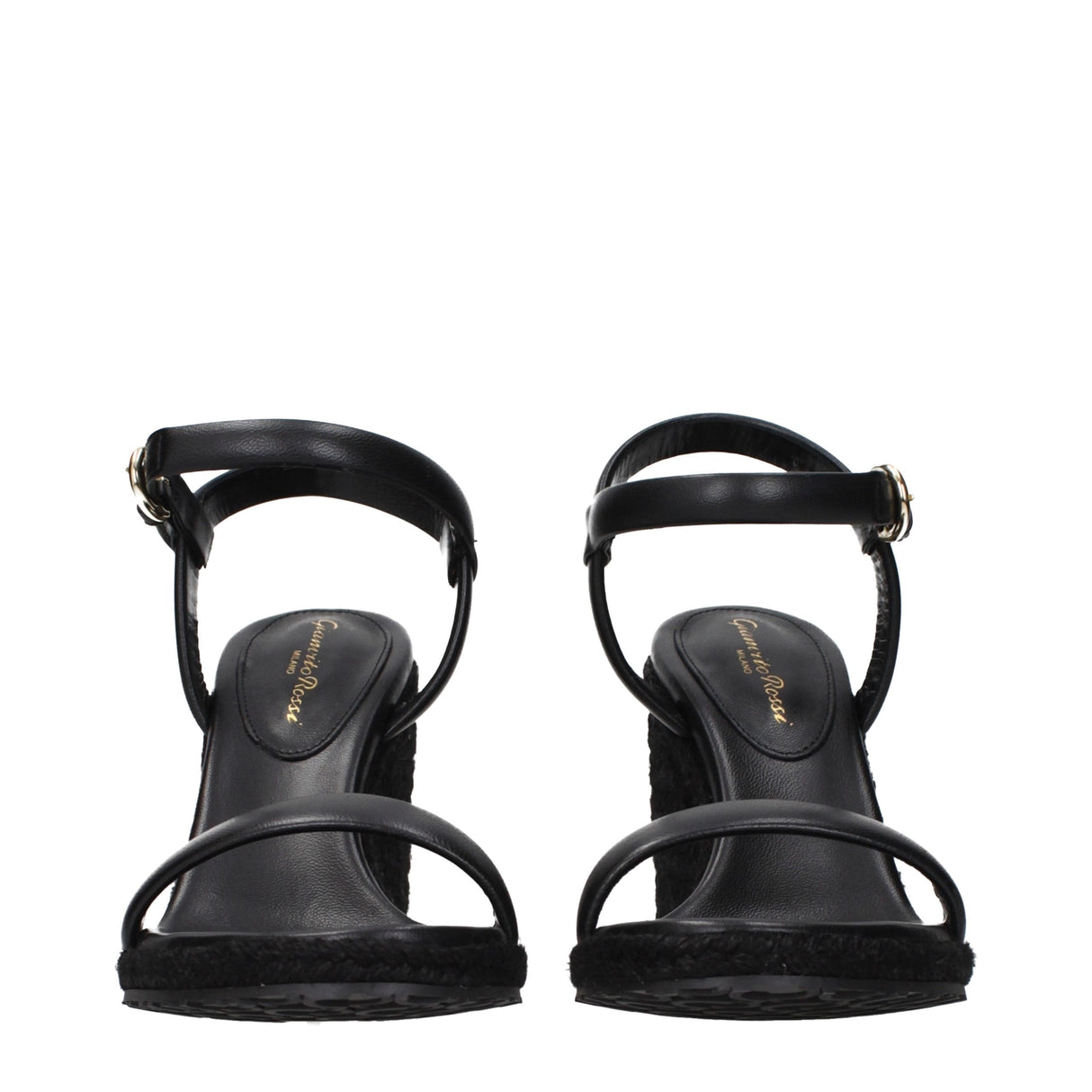 Gianvito Rossi Black Leather Wedge Sandals