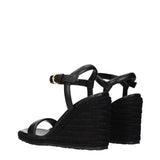 Gianvito Rossi Black Leather Wedge Sandals