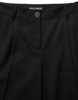 Dolce & Gabbana Black High Waist Straight Dress Trouser Pants