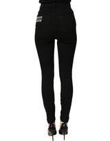 Dolce & Gabbana Black Grace Rhinestone HighWaist Denim Jeans