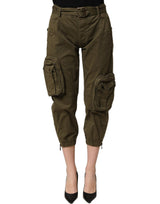 Dolce & Gabbana Olive Green High Waist Cargo Trouser Pants