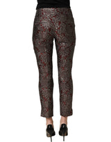 Dolce & Gabbana Burgundy Grey Floral Jacquard Straight Pants