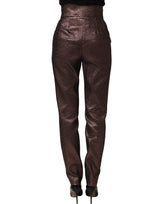 Dolce & Gabbana Metallic Brown High Waist Tapered Leg Pants