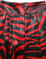 Dolce & Gabbana Red Black Zebra Print Cotton HighWaist Pants